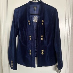 NWOT Du Jour velvet blazer with front button detail 6 blue